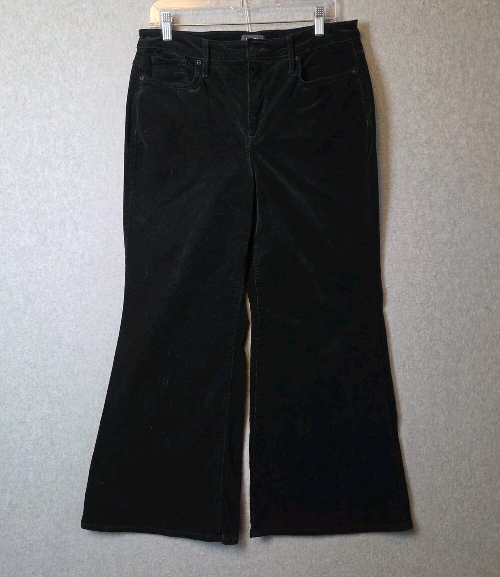 NYDJ Mia Palazzo Black Fine Wale Stretch Corduroy High Rise Pants Size 10